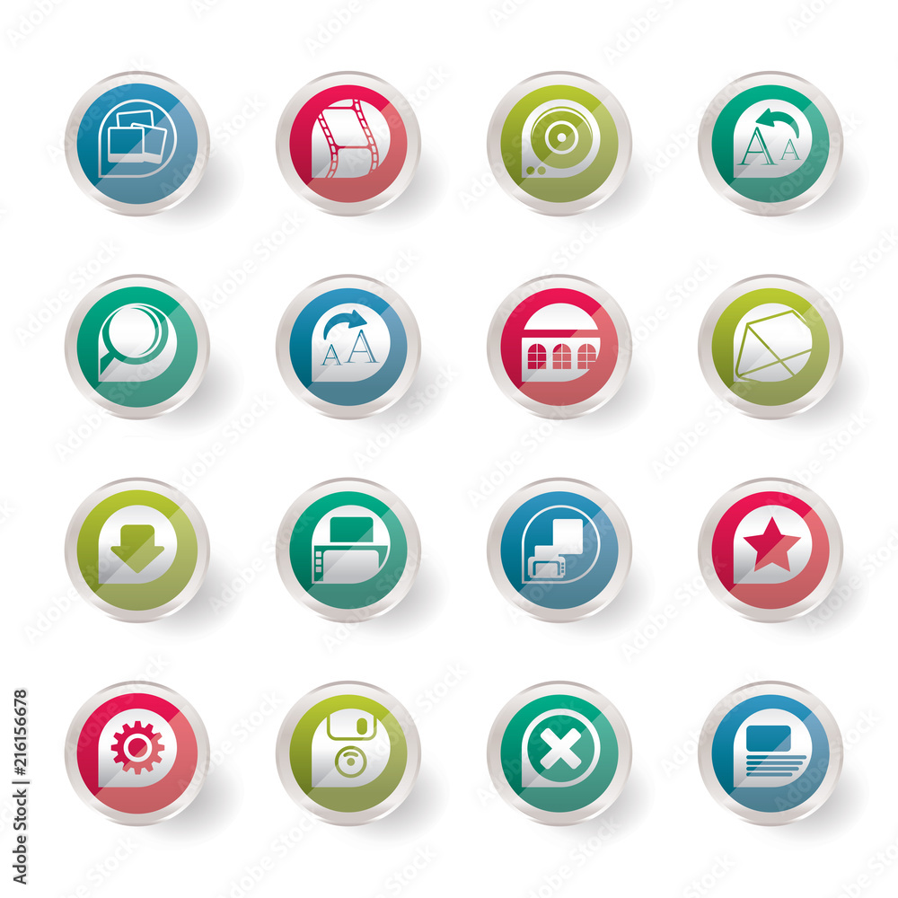 Stylized Internet and Website Icons over colored background - Vector Icon Set Stylized Internet and Website Icons over colored background - Vector Icon Set