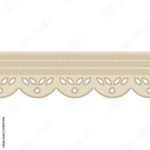 Seamless background with satin stitch embroidery. Traditional ornament. Rustic pattern. Textile rapport.