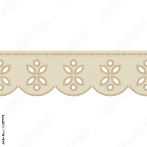 Seamless background with satin stitch embroidery. Traditional ornament. Rustic pattern. Textile rapport.