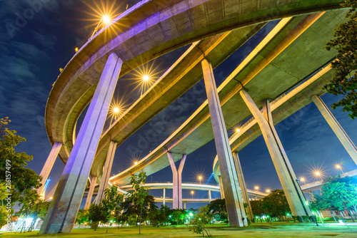 uprisen angle view of expressway in night time 