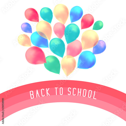 Blank Holiday Birthday Banner with Balloons. Isolated Vector.back to school