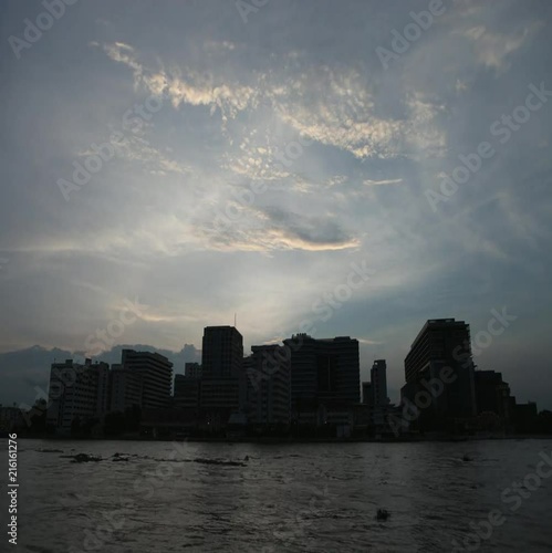 Time lapse video of Siriraj Hospital with water transportation, Bangkok, Thailand. photo