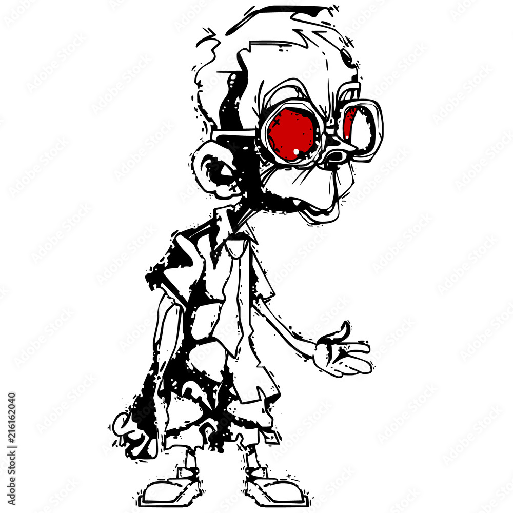 Cartoon funny guy in big glasses. Drawing of a black marker in grunge style Cartoon funny guy in big glasses. Drawing of a black marker in grunge style