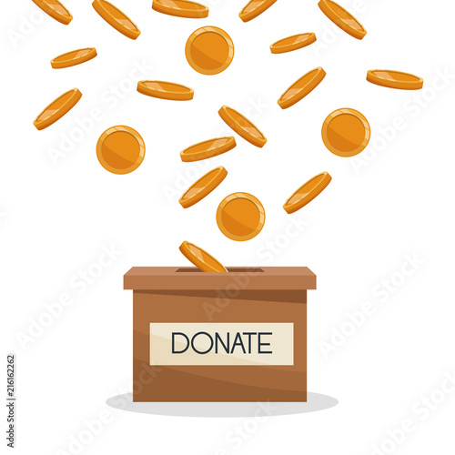 Donate cardboard box with coins vector illustration graphic design