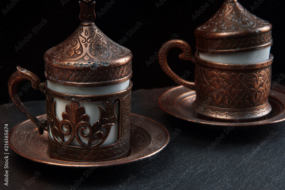 Fotografie Turkish coffee in cups on the table