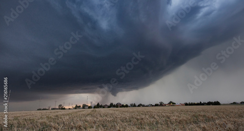 Funnel cloud  with mesocyclone above over rural Kansas, US photo