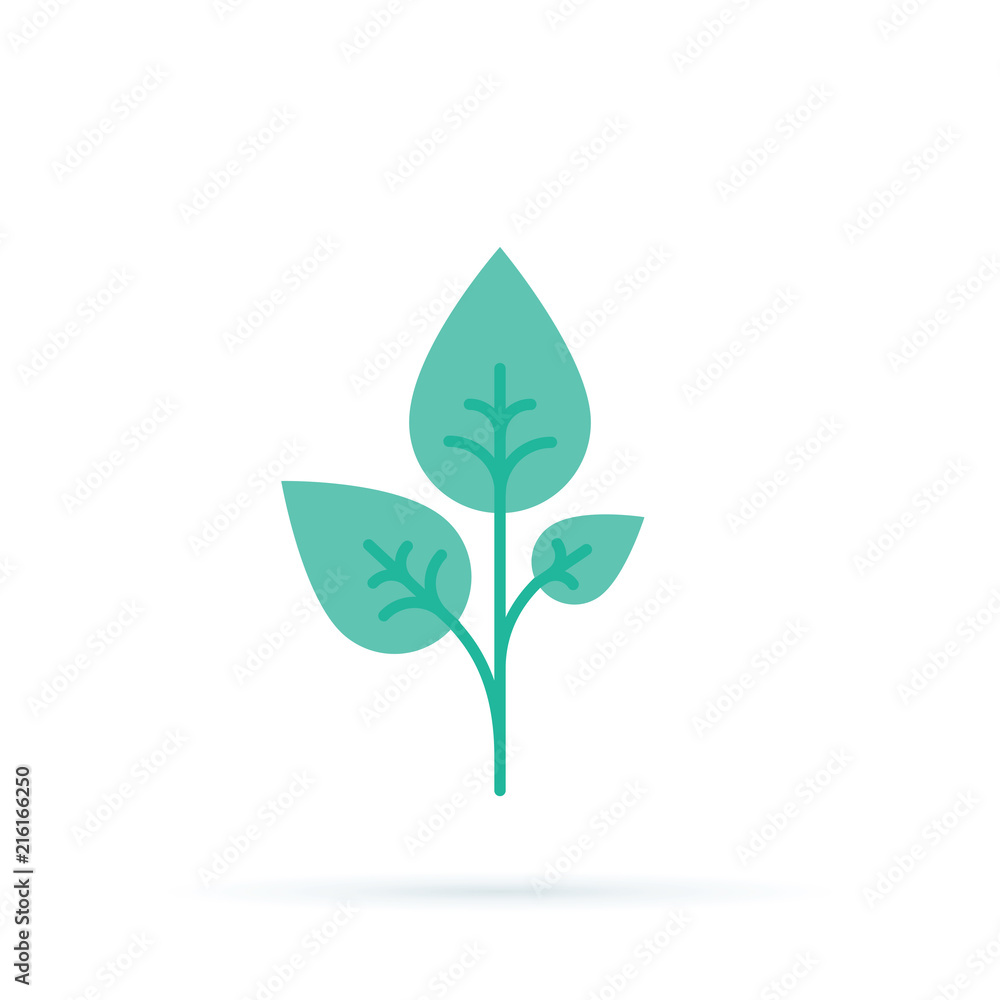 Three Green sprouts, sprigs, raw with silhouette leaf. Icon Isolated on white. Logo for eco company, agriculture. Three Green sprouts, sprigs, raw with silhouette leaf. Icon Isolated on white. Logo for eco company, agriculture.