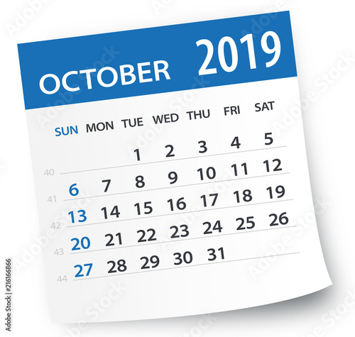 October 2019 Calendar Leaf - Vector Illustration