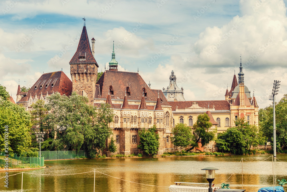 The Vajdahunyad castle at the lake, Budapest