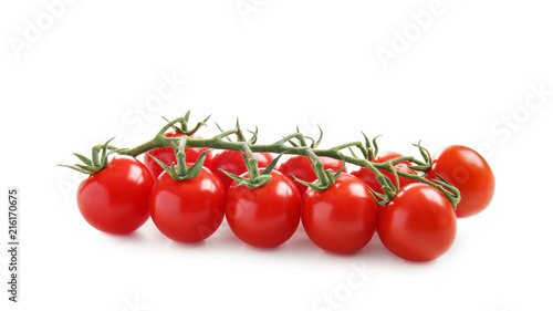 Fresh ripe cherry tomatoes on white background © Pixel-Shot