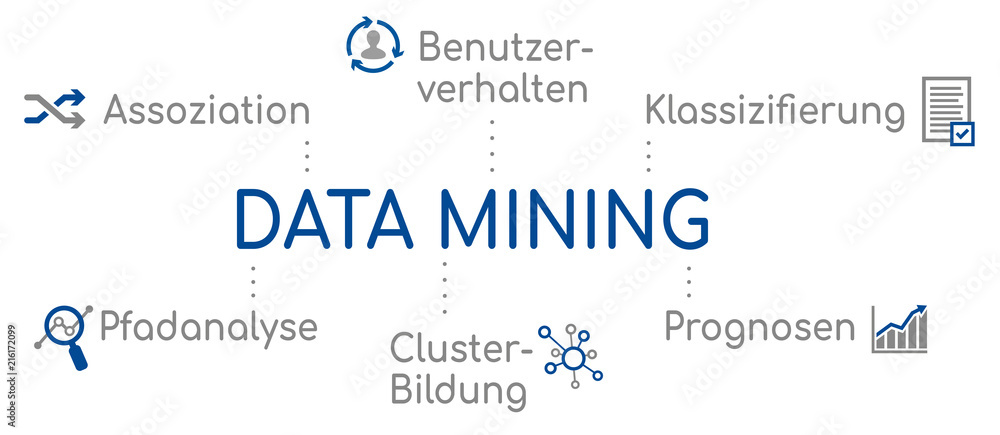 Infografik Data Mining Blau