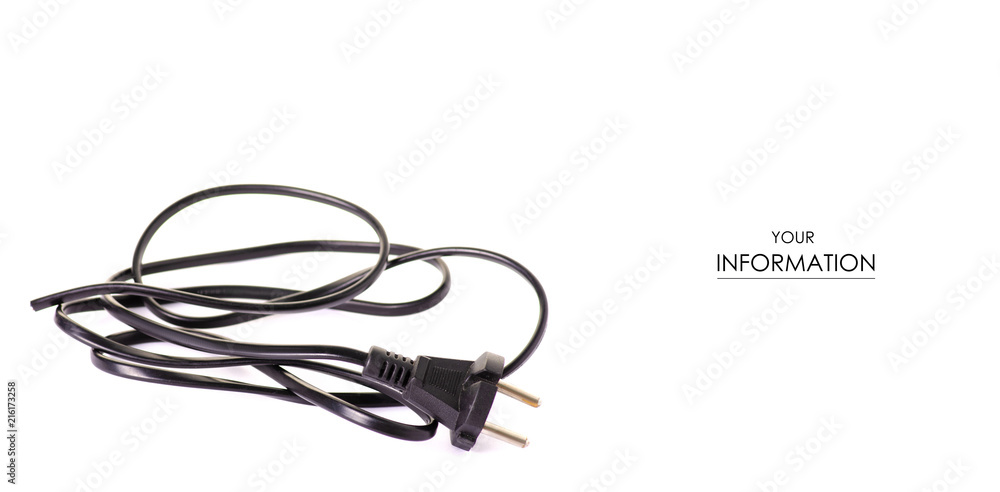 Cord with an plug pattern on a white background isolation Cord with an plug pattern on a white background isolation