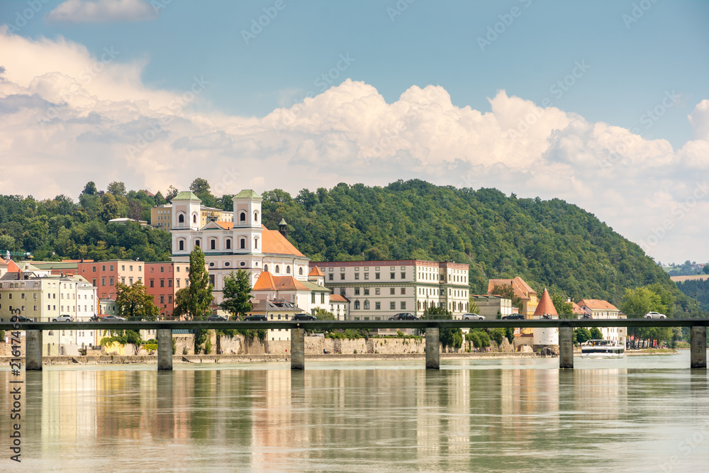 Riverside at the river Inn in Passau
