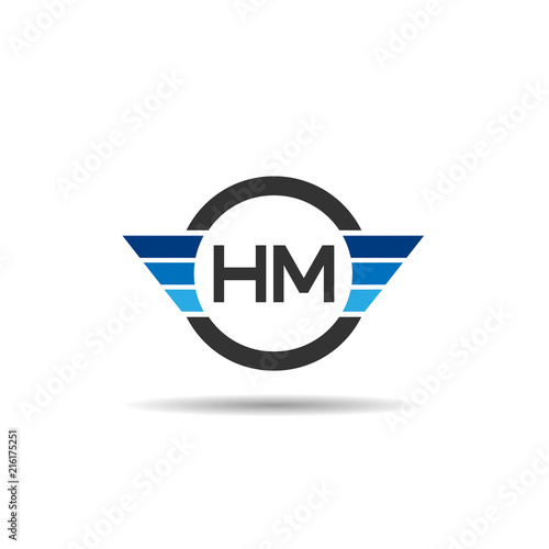 Initial Letter HM Logo Template Design