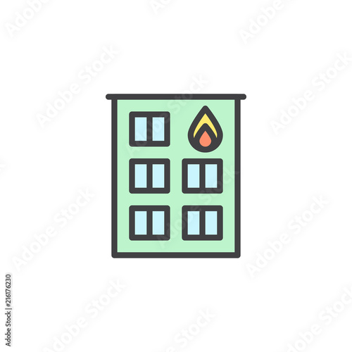 Fire station filled outline icon, line vector sign, linear colorful pictogram isolated on white. Firehouse building symbol, logo illustration. Pixel perfect vector graphics