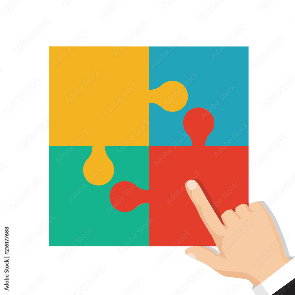 Four businessman connecting puzzle. Vector. Business teamwork concept. Four businessman connecting puzzle. Vector. Business teamwork concept.