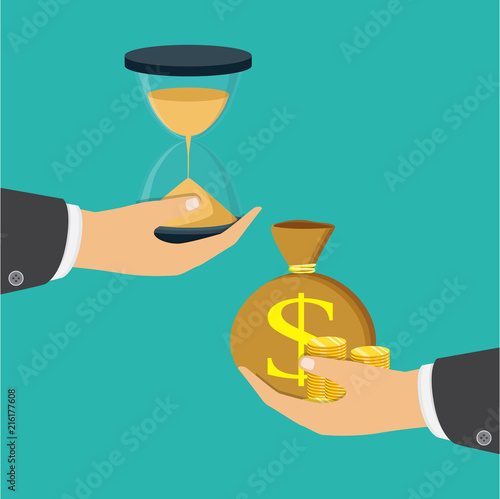 Financial planning, deadline and time management. Vector illustration. Time is money concept.