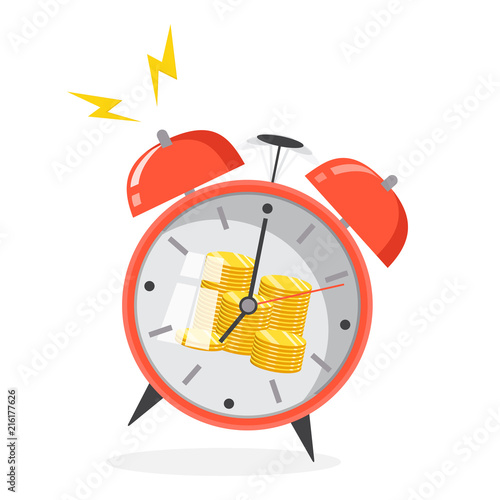 Financial planning, deadline and time management. Vector illustration. Time is money concept.