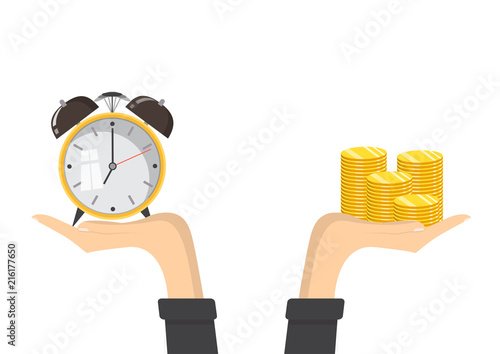 Financial planning, deadline and time management. Vector illustration. Time is money concept.