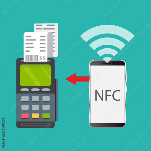 Vector icon. NFC touch payment concept.