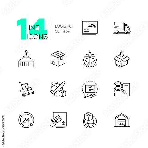 Logistics - modern thin line design icons set