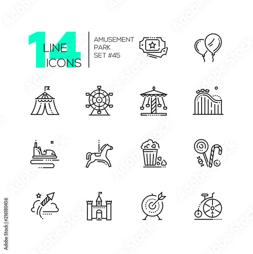 Amusement park - set of line design style icons