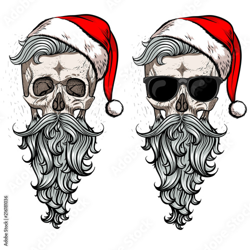 Collection of christmas hipster skulls. .2 in 1.