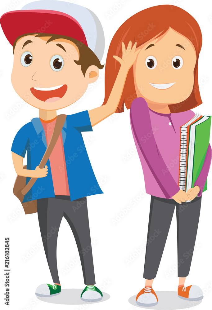 happy school children going to school and waving goodbye. back to school concept happy school children going to school and waving goodbye. back to school concept