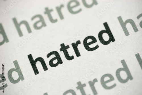 word hatred printed on paper macro
