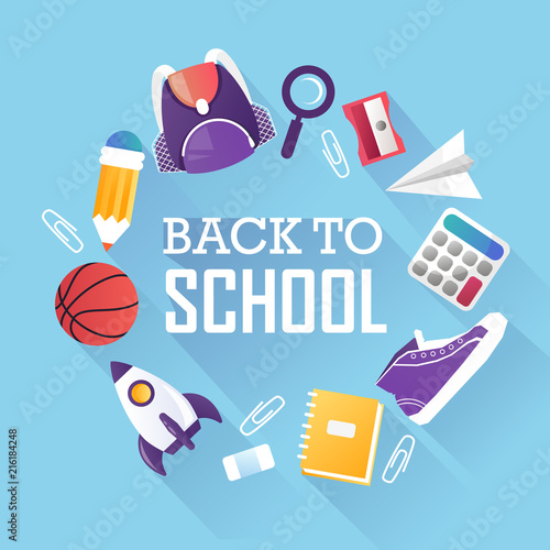 back to school. school accessories. vector illustration