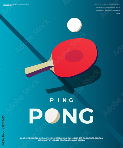 Pingpong Poster Template. Table and rackets for ping-pong. Vector illustration EPS10