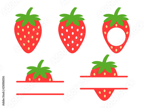 Fototapeta Naklejka Na Ścianę i Meble -  Strawberry icon. Red strawberry isolated on white background. Vector