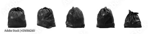 Collection of Garbage bag different composition, isolated on white background. photo