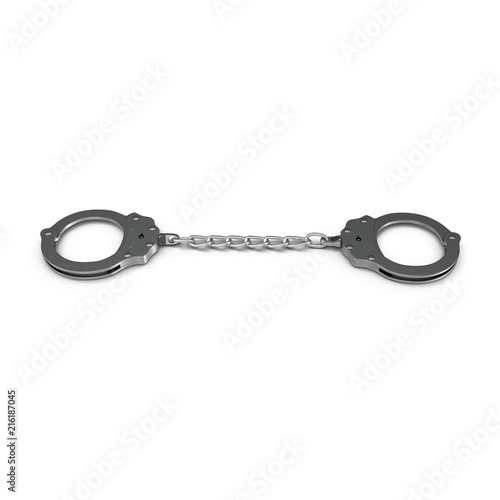 Chain Link Handcuffs on white. 3D illustration