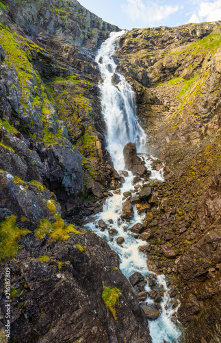 Stigfossen waterfall on Trollstigen road in Norway