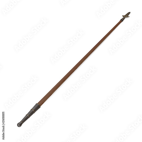 Partisan Pole Weapon on white. 3D illustration
