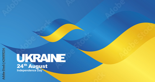 Ukraine Independence Day flag ribbon landscape background