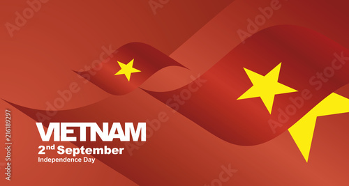 Vietnam Independence Day flag ribbon landscape background