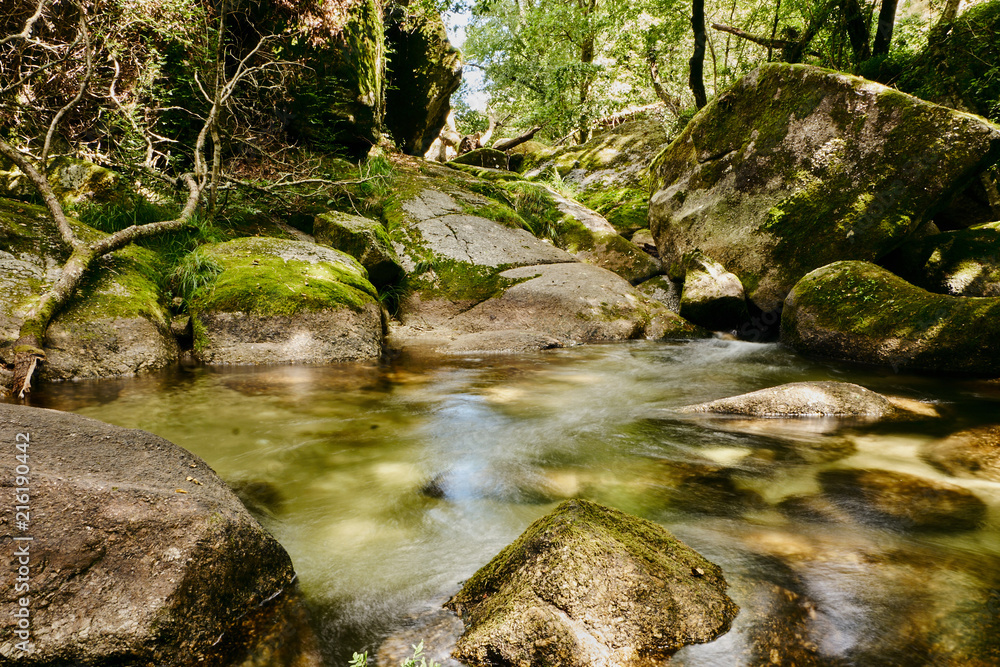Banks of the Vizela river in the Pontido village before reaching the Queimadela dam in Fafe Banks of the Vizela river in the Pontido village before reaching the Queimadela dam in Fafe