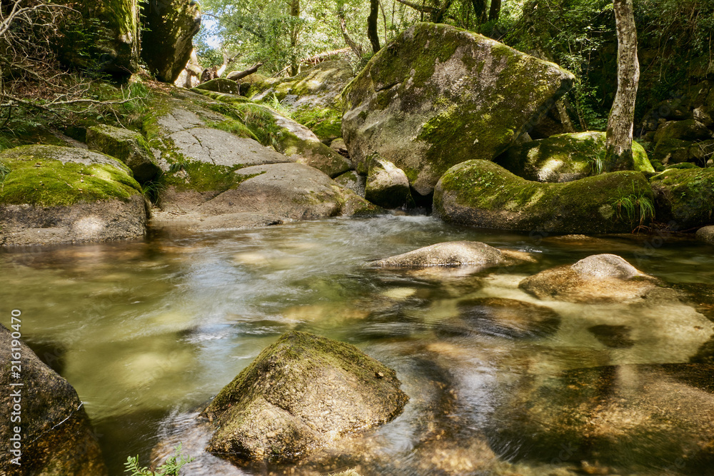 Banks of the Vizela river in the Pontido village before reaching the Queimadela dam in Fafe Banks of the Vizela river in the Pontido village before reaching the Queimadela dam in Fafe