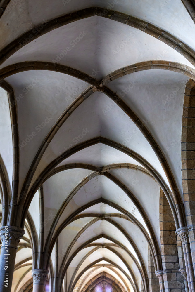 Medieval abbey ceiling, Mont Saint-Michel, France
