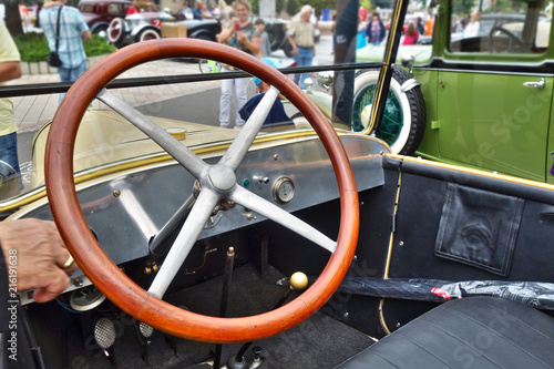 Steering wheel on historic car