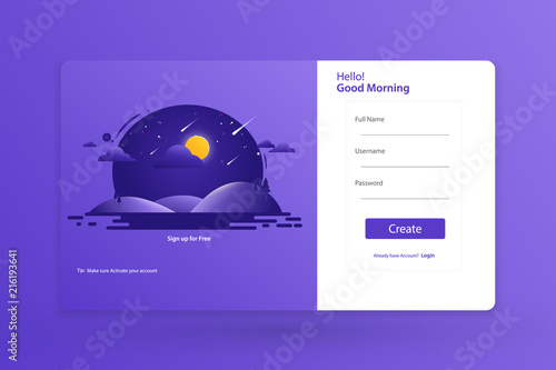 Sign up Form Landing Page Design Template Concept Vector Illustration