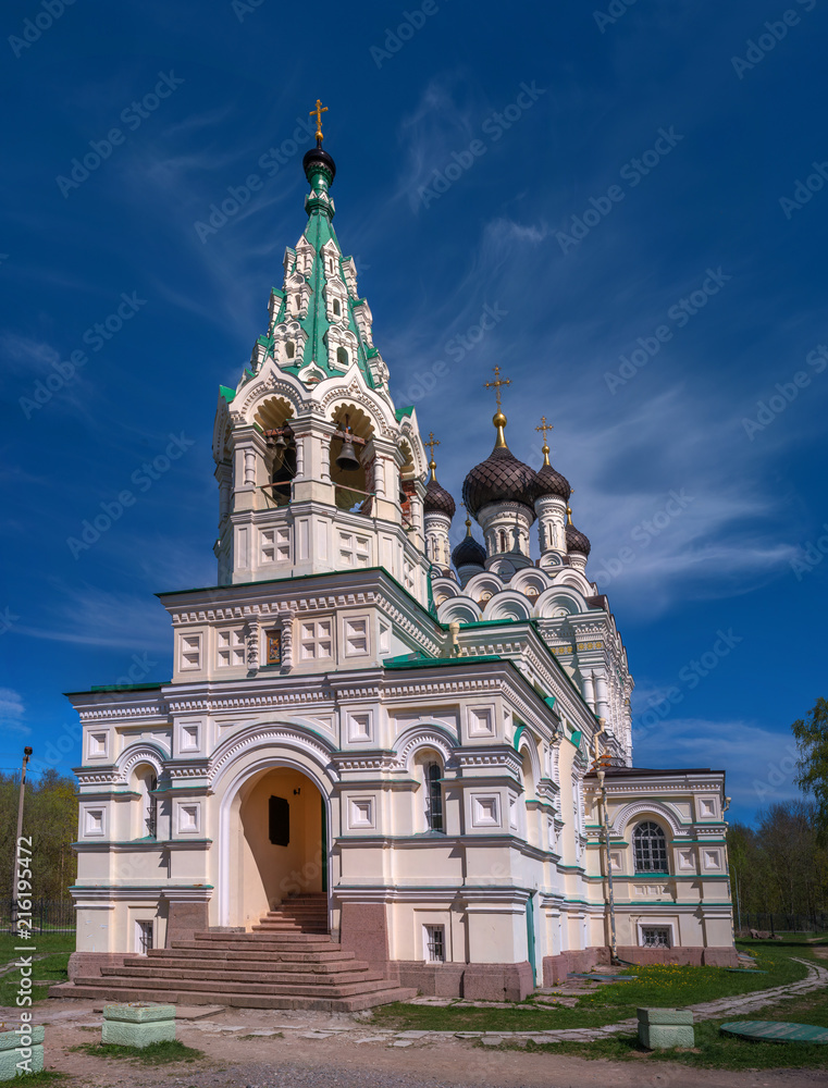 Orthodox church of the Holy Trinity in the town of Ivangorod, Russia. In the church there is the tomb of the family of Baron Stieglitz. The church is located near the Estonian city of Narva