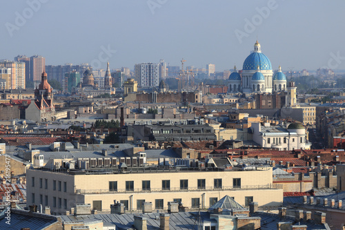 Buildings roofs cityscape scenery. Architecture of Saint-Petersburg. Domes of the Trinity Cathedral of the Izmaylovsky Cathedral photo