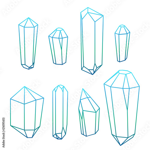 Set of geometric crystals. Geometric shapes. Trendy hipster background