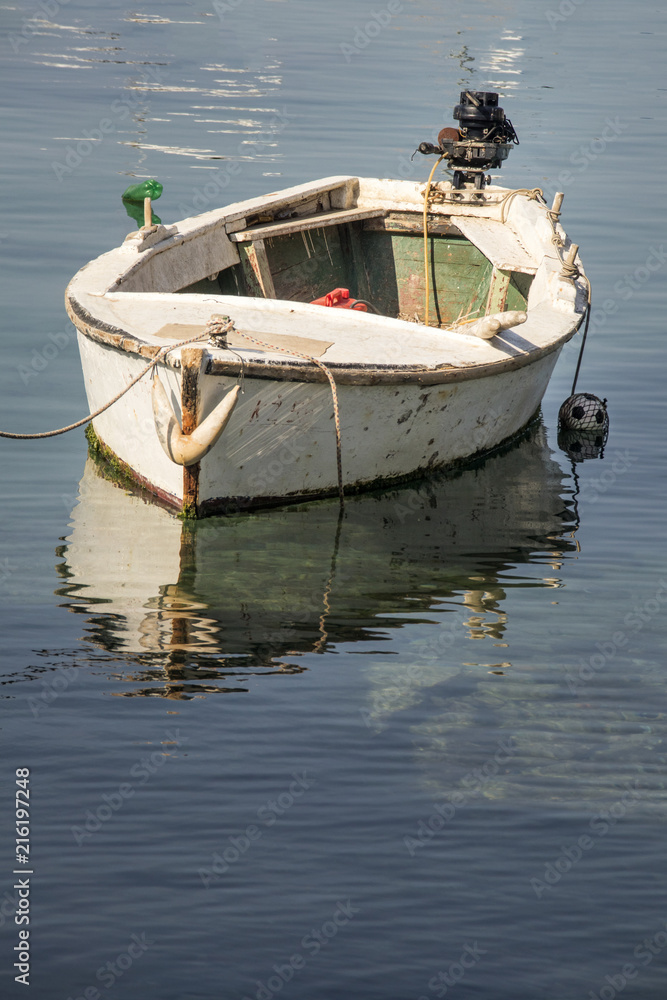 Fisherman's boats and in port of Komiza on island Vis in Croatia