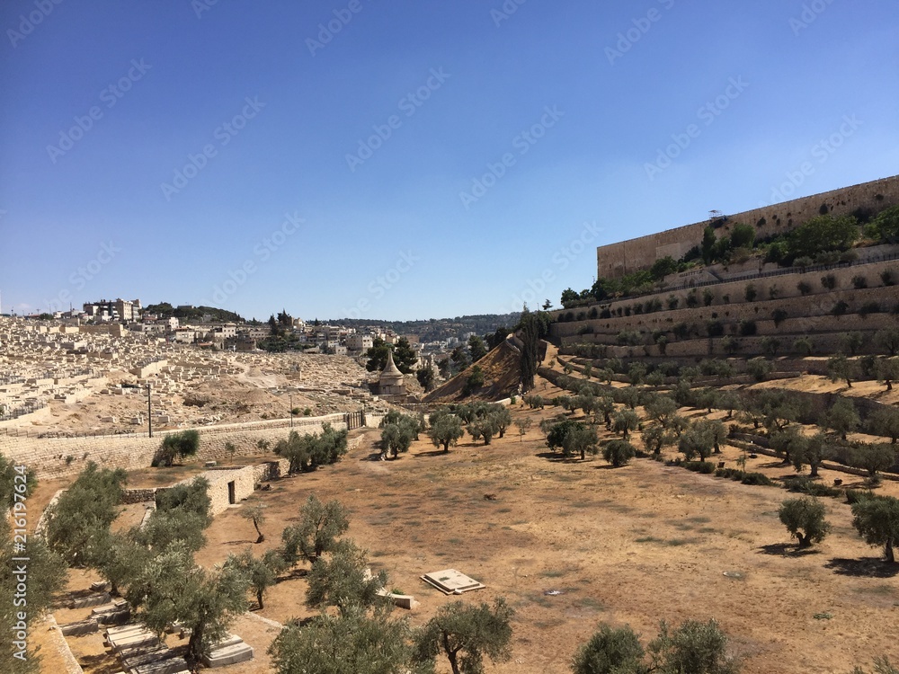 Jerusalem old city and the ancient Jewish cemetery in the Mount of Olive, Israel. Jerusalem old city and the ancient Jewish cemetery in the Mount of Olive, Israel.