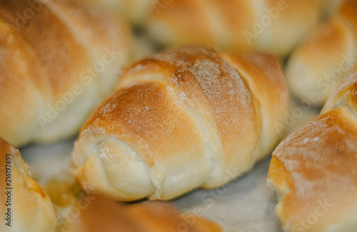 Homemade croissants with sweet filling photo