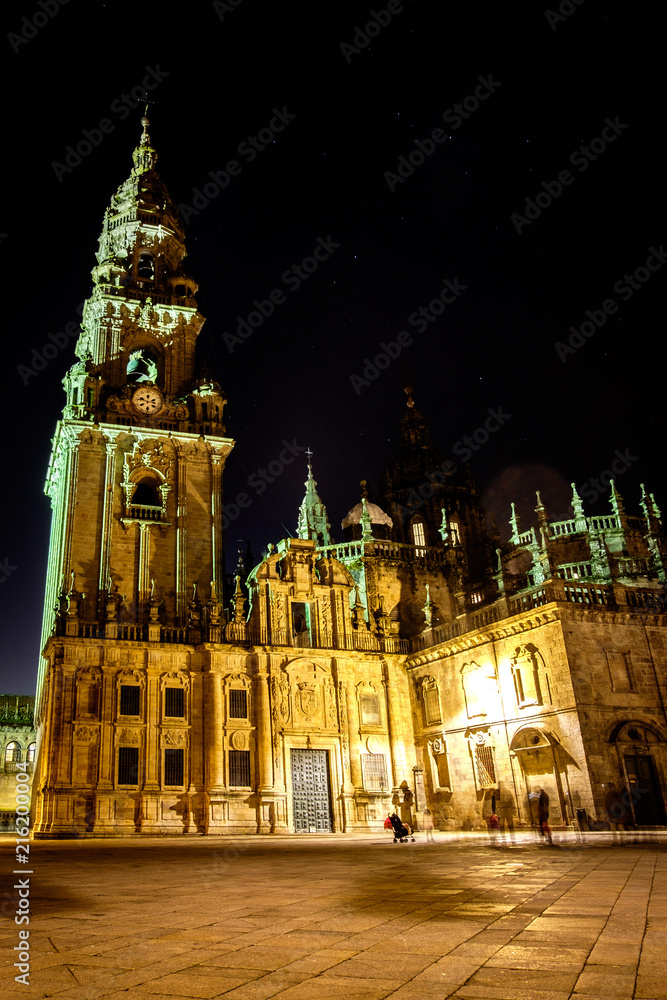 Cathedral of Santiago de Compostela, Spain. Blurry people.
